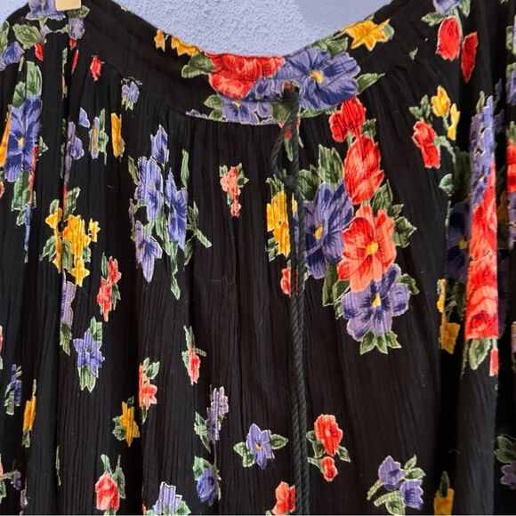 Vintage 90s broomstick skirt crepe maxi floral print - Picture 2 of 7